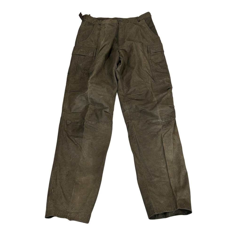 Adventure Bound Brown Leather Cargo Pants Mens 32 Straight Leg SS II Distressed